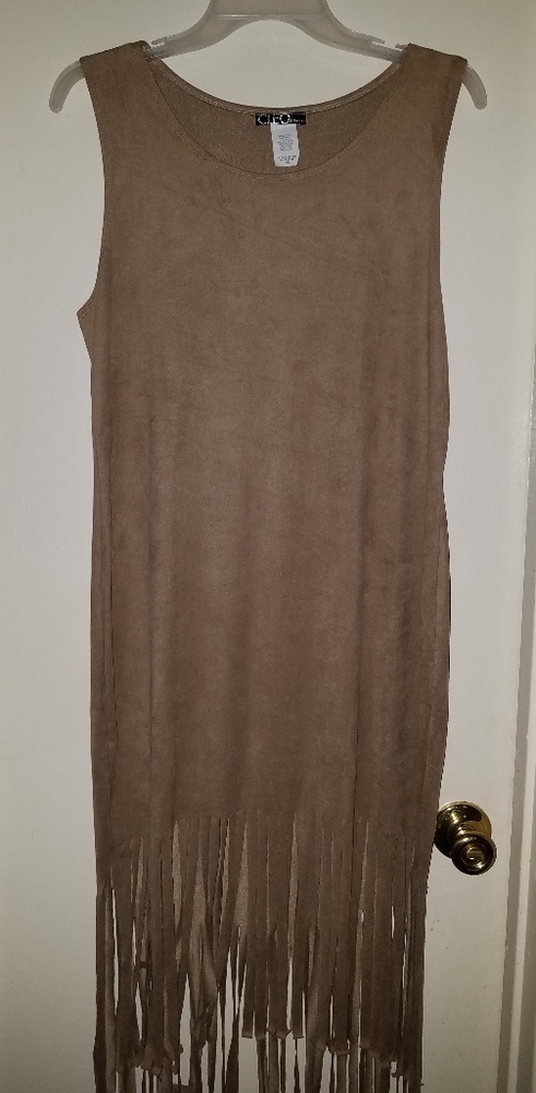 Faux suede high low dress